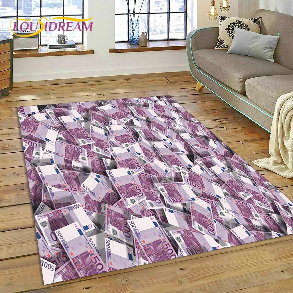 דולר אירו פאונד כסף עשיר שטיח אזור מצויר, שטיח שטיח לסלון ביתי חדר שינה ספה קישוט שטיחון כניסה, שטיח רצפה מונע החלקה לילדים