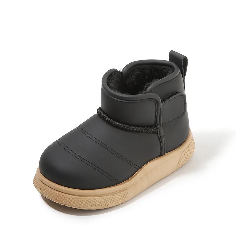 

Winter Girl Outdoor Snow Boots Causal Children s Cotton Boots for Boys Soft Warm Furry Hairy Kids School Ankle Boots 32 чорний