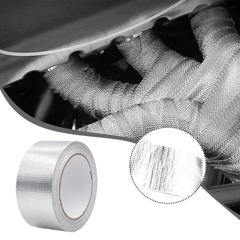 10M*3Cm Aluminum Foil Tape High Temperature Resistant Insulation Tape Manifold Downpipe Wrapping Tape Silver Tape