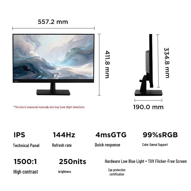 Lenovo ThinkVision S25-4e 24.5" FHD IPS 144Hz Monitor CN plug (adapter included)