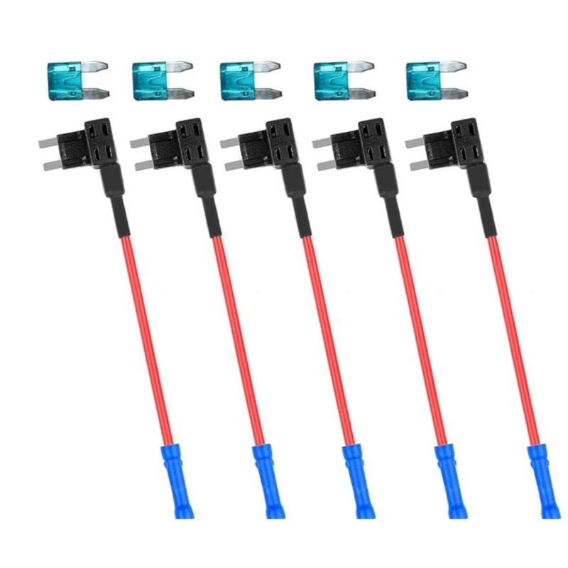 5Pcs Copper Core Fuses Adapter Set 15A/20A Selection Mini Size Design Secure Power Connection for In Car Device Chargers