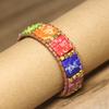 Rainbow Chakra Leather Wrap Bracelet – Gold Accent Boho Jewelry, Energy Balance Joy Gift for Women