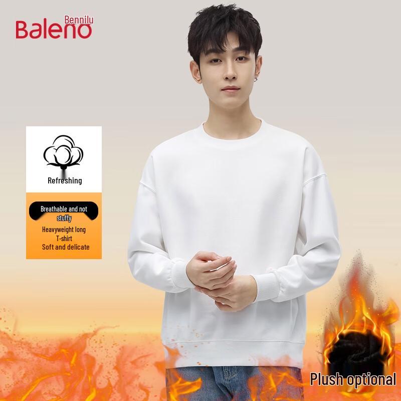 Baleno Men's Pure Color Round Neck Pullover Sweatshirt
