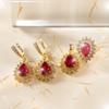 2026 Non-fading Jewelry Pigeon Blood Red Ruby Women's Fashion Light Luxury Jewelry Set Three-piece Set