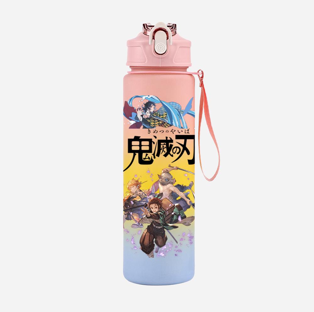Anime Cartoon Demon Slayer Printed 750Ml Water Bottle Large Capacity Drinking Cup Portable Children Outdoor Sports Water Cup