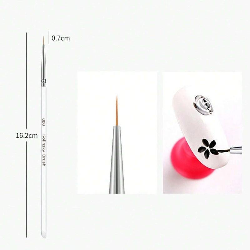 Nail Art Liner Brushes, Gel Polish Painting Art Design Pen Set Striping Brushes For Thin Long Lines Fine DrawingDelicate Coloring Sizes 7/9/11mm