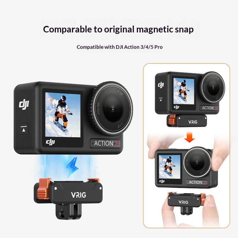 VRIG Magnetic Quick Release Mount for DJI Osmo Action 5 Pro/4/3 Camera with 1/4 Inch and GoPro Interface