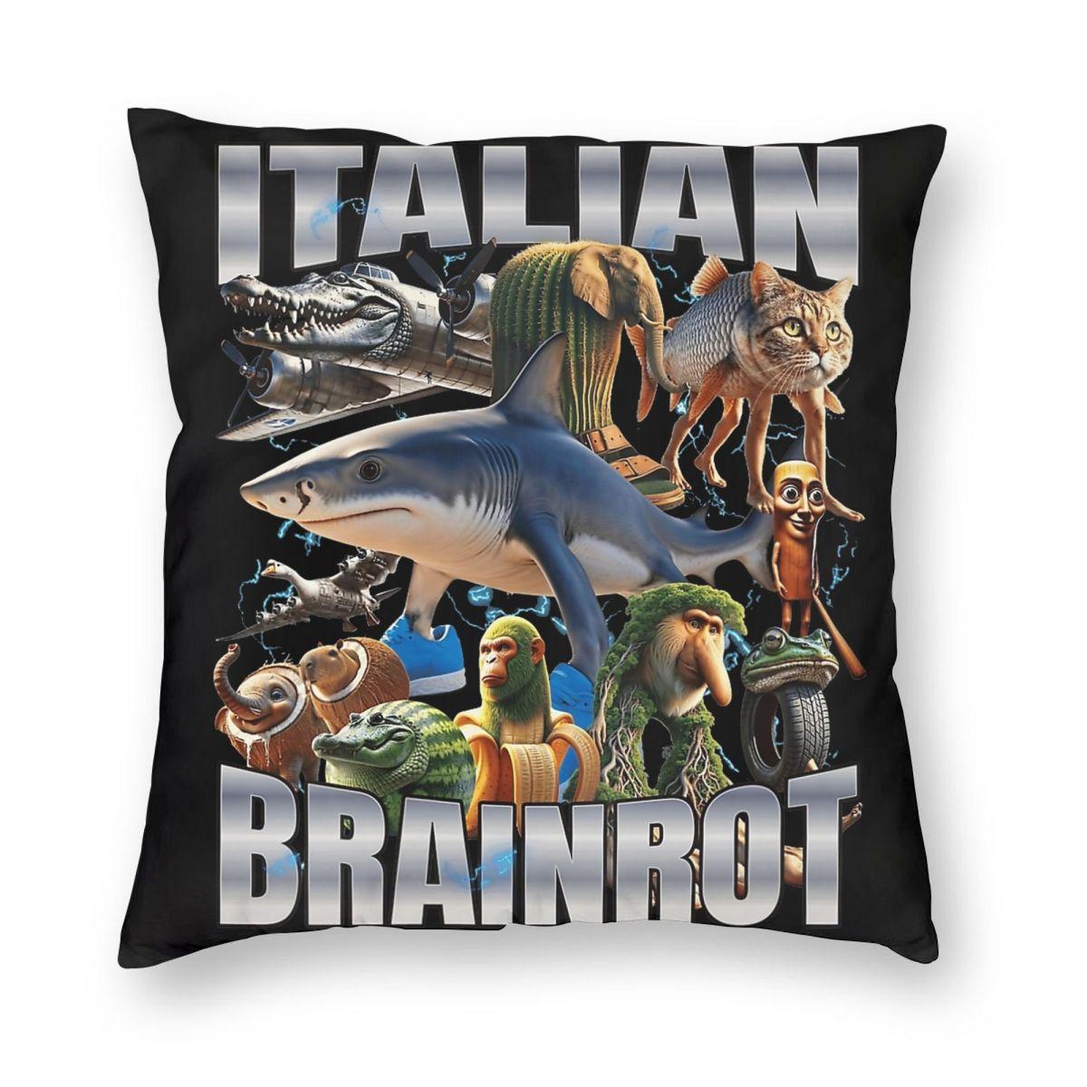 

Brr Brr Patapim Meme Pillowcase Printed Polyester Cushion Cover Decor Italian Brainrot Memes Throw Pillow Case Cover 12x12Inch