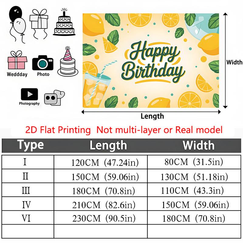 Party Backdrop Flat Lemonade Celebration Photo Booth Birthday Party Decor