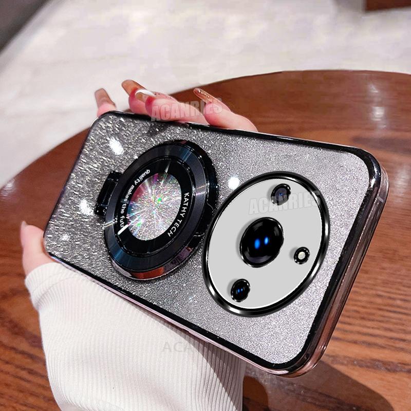 

Розкішний силіконовий чохол з блискучим покриттям та тримачем для Oppo Realme 11 Pro Plus, протиударний захисний чохол-підставка Realme11pro+ For Realme11Pro Plus