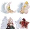 4 Style Large Bookend Resin Mold Moon Pentagram Cloud Christmas Tree Ornament Specimen Silicone Mold for Home Decor Gifts