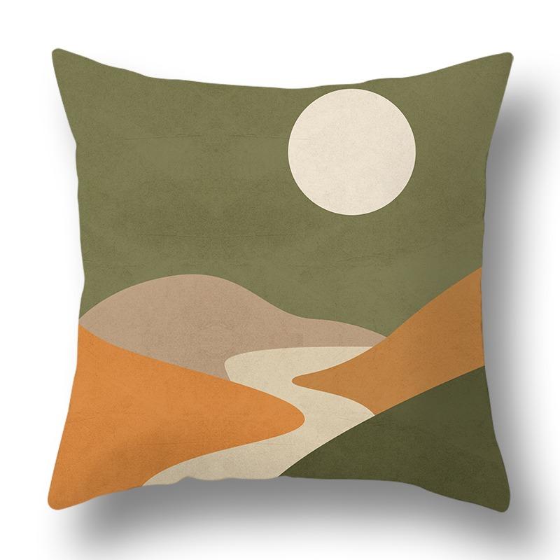 Green Geometric Art Sofa Pillowcase Dormitory Decoration Office Living Room Home Pillowcase