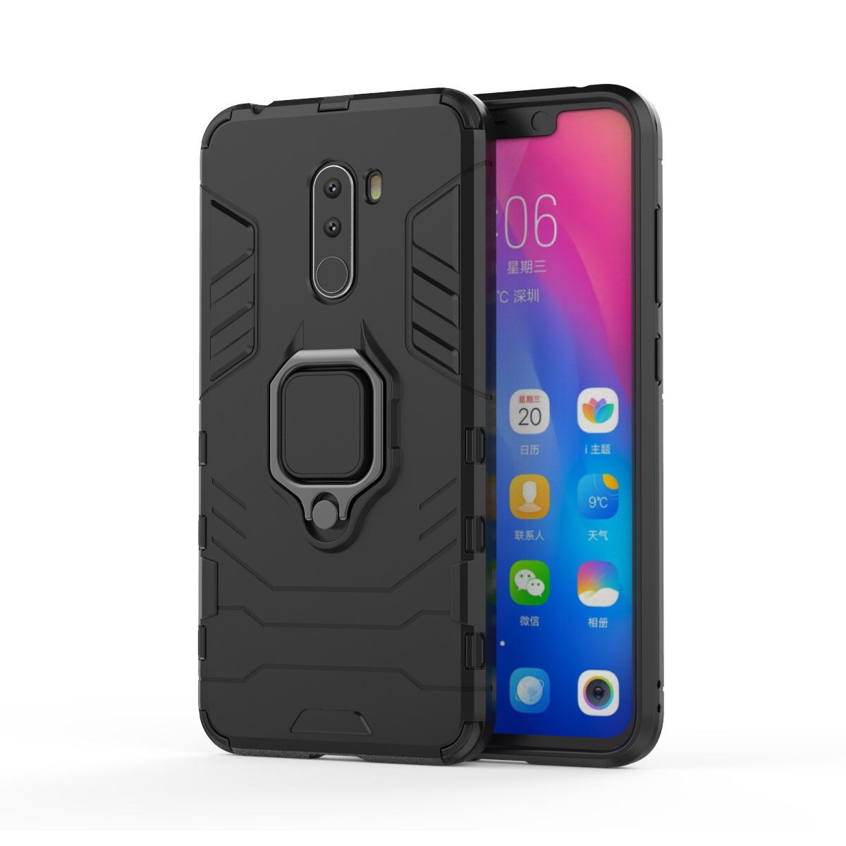 Armor For Xiaomi Pocophone F1 Case Shockproof PC+TPU Protective Back Cover For Poco F1 Case Magnetic Holder Ring Bracket For Xiaomi Poco F1