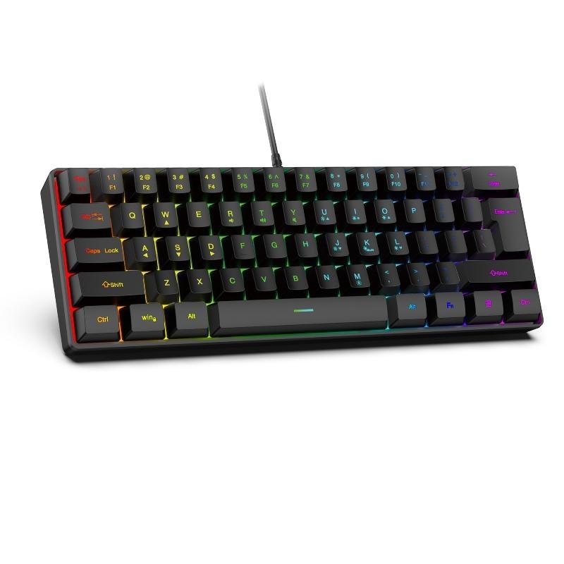 Portable 61 Keys Wired Mini Mechanical Keyboard K61 Ergonomic Quiet Keyboard for PC Office Home Gaming