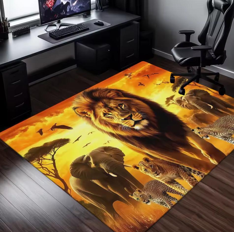 Living Room Rug Sunset African Herd Wilderness Style  Carpet Non-Slip Easy Clean Wilderness Healing Nature  Area Home Decor Mat 40X60cm