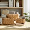 Set of 3 Woven Shelf Baskets Rectangular Cotton Rope Storage Bins with Handles for Organizing Toys Clothes Books in Nursery