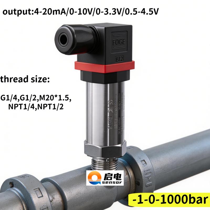 G1/2 G1/4 NPT1/4 4-20mA Pressure Sensor 0-10V 0.1bar 10bar 400bar Oil Fuel Water Gas 100PSI 50mbar RS485 pressure transmitter 4-20mA G1-4