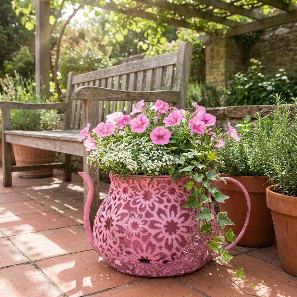 Floral Cutout Flower Pot Retro Decorative Flowerpot Ornaments Vintage Flowerpot Garden