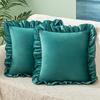 Ruffled Edge Minimalist Solid Color Velvet Pillow Cover For Home Decor Sofa Bed Throw Cushion Window Seat Lumbar Support Pillow Case