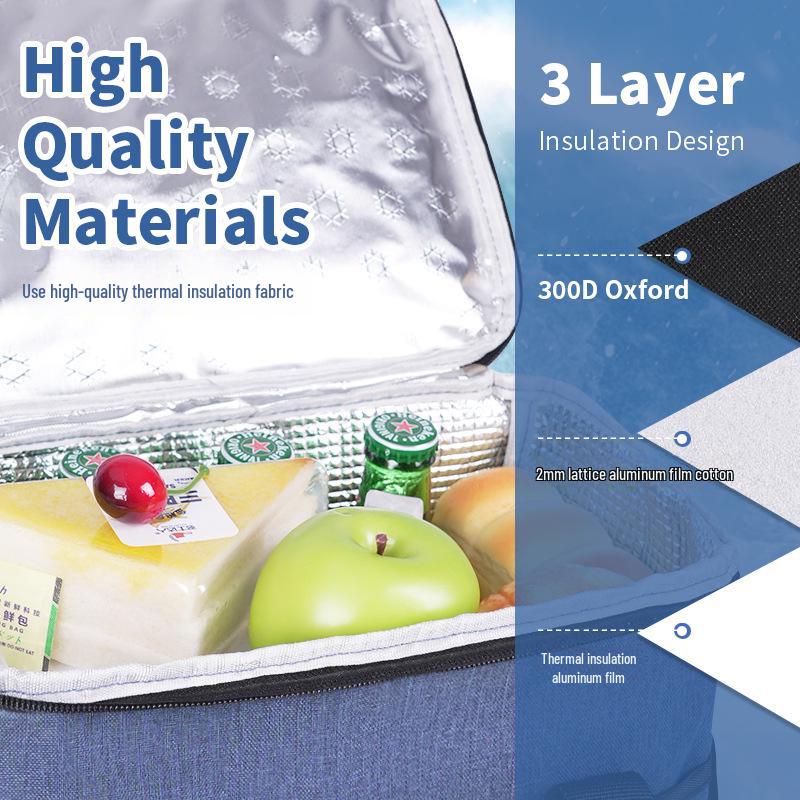 Geantă de picnic multifuncțională izolată cu capacitate mare și pachet de gheață pătrat