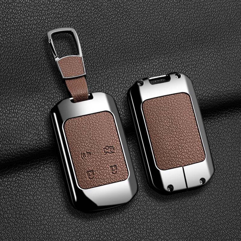 Metal+Leather Car Key Case For Mazda Ez6 Ez-6 Ez-60 Ez60 Remote Cover Bag Shell Keychain Housing Ring Holder Fob Accessories
