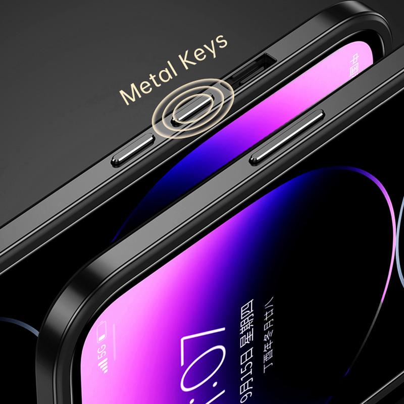 

SULADA Minrui Series For iPhone 15 Metal Frame TPU+Tempered Glass Phone Cover Electroplated Clear Case Black