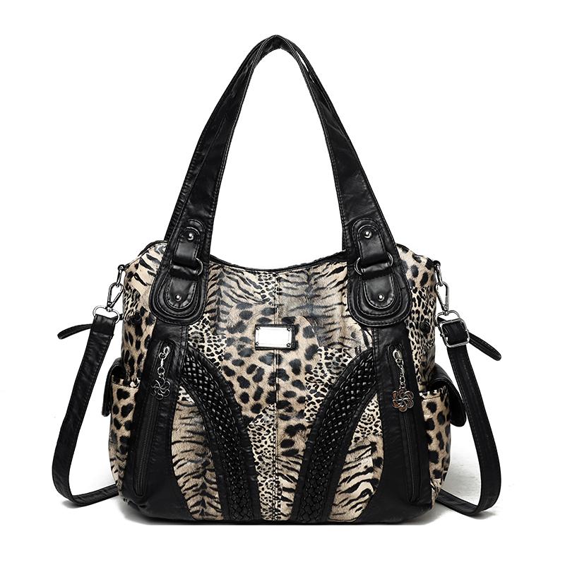 Women's Vintage Leopard Print Tote Bag Single Shoulder Crossbody Bag