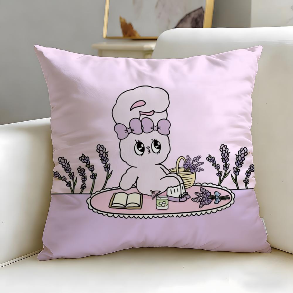 

cartoon character Esther Bunny Pink Cushion Cover Soft EasyWash Pillow Case Versatile for Couch Bed Travel and Office 30X30cm