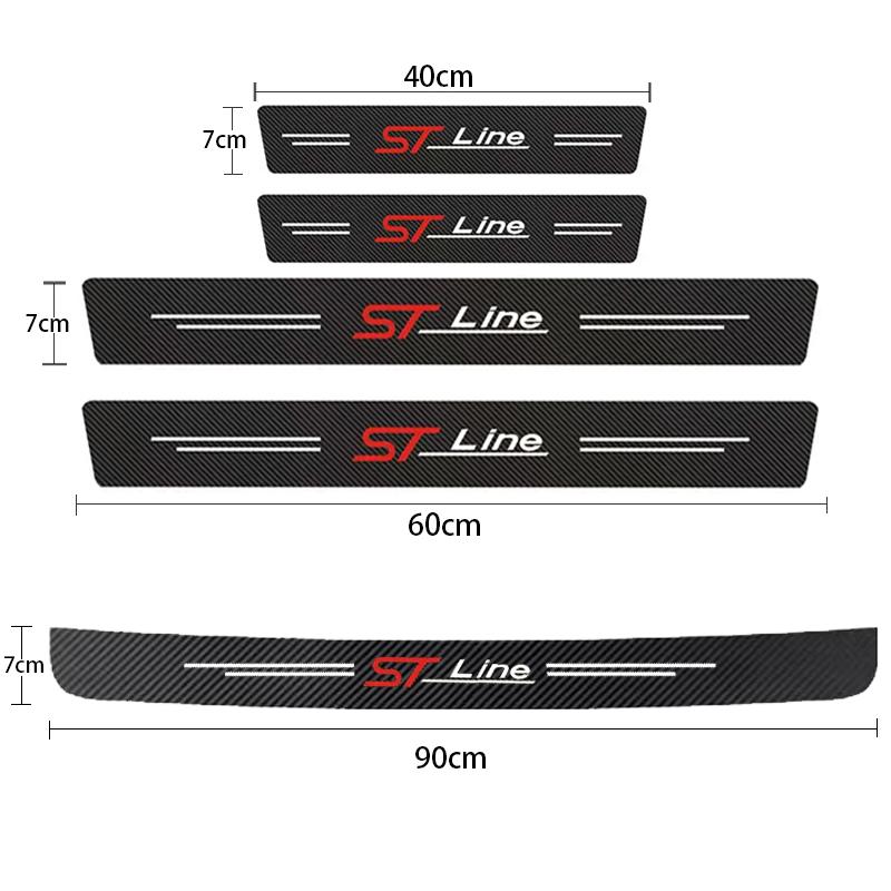 Carbon Fiber Car Sticker Protector Strip Auto Door Sill Waterproof Protect Film For Ford ST Fiesta Focus Edition Car KUGA Mondeo
