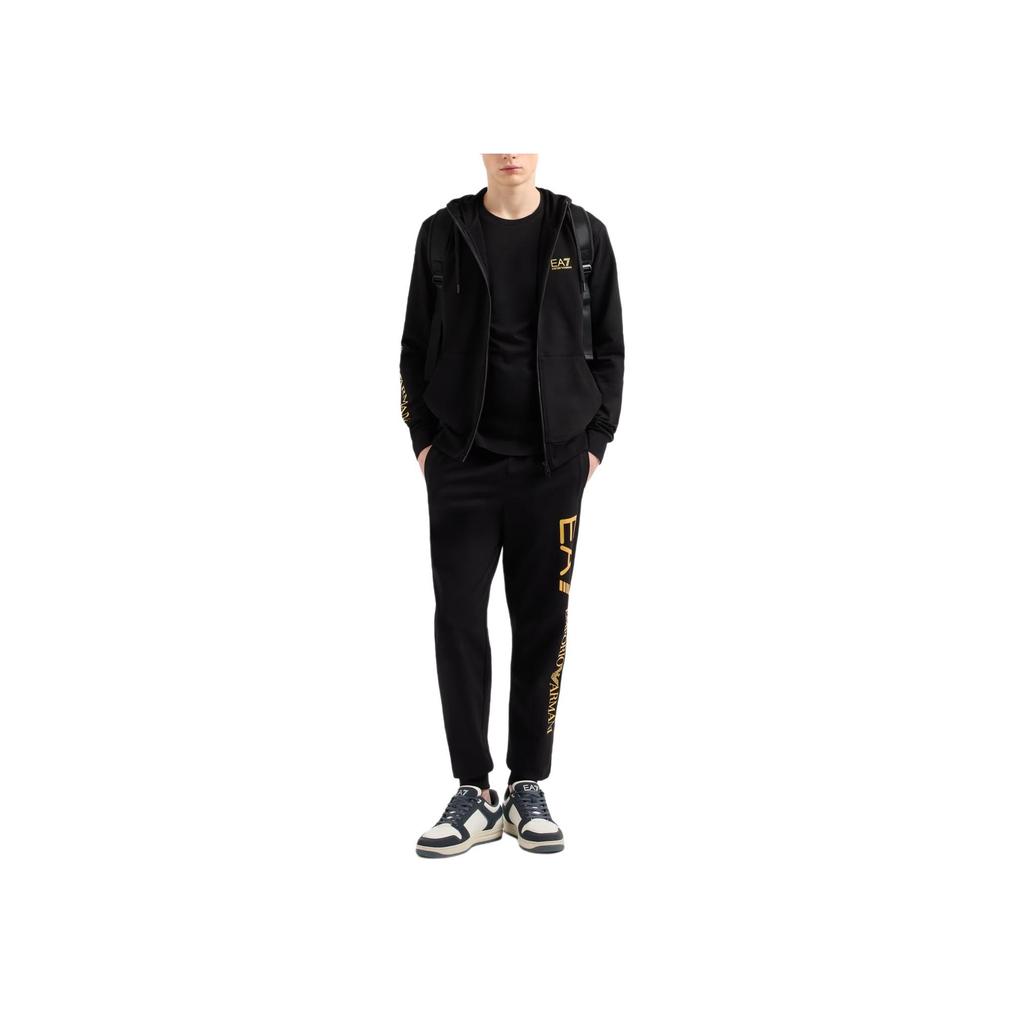 Emporio Armani EA7 Logo Hooded Cotton Zip-Up Long Sleeve Sweatshirt Men Sweatshirt Black 7M000568-AF13512-MC004