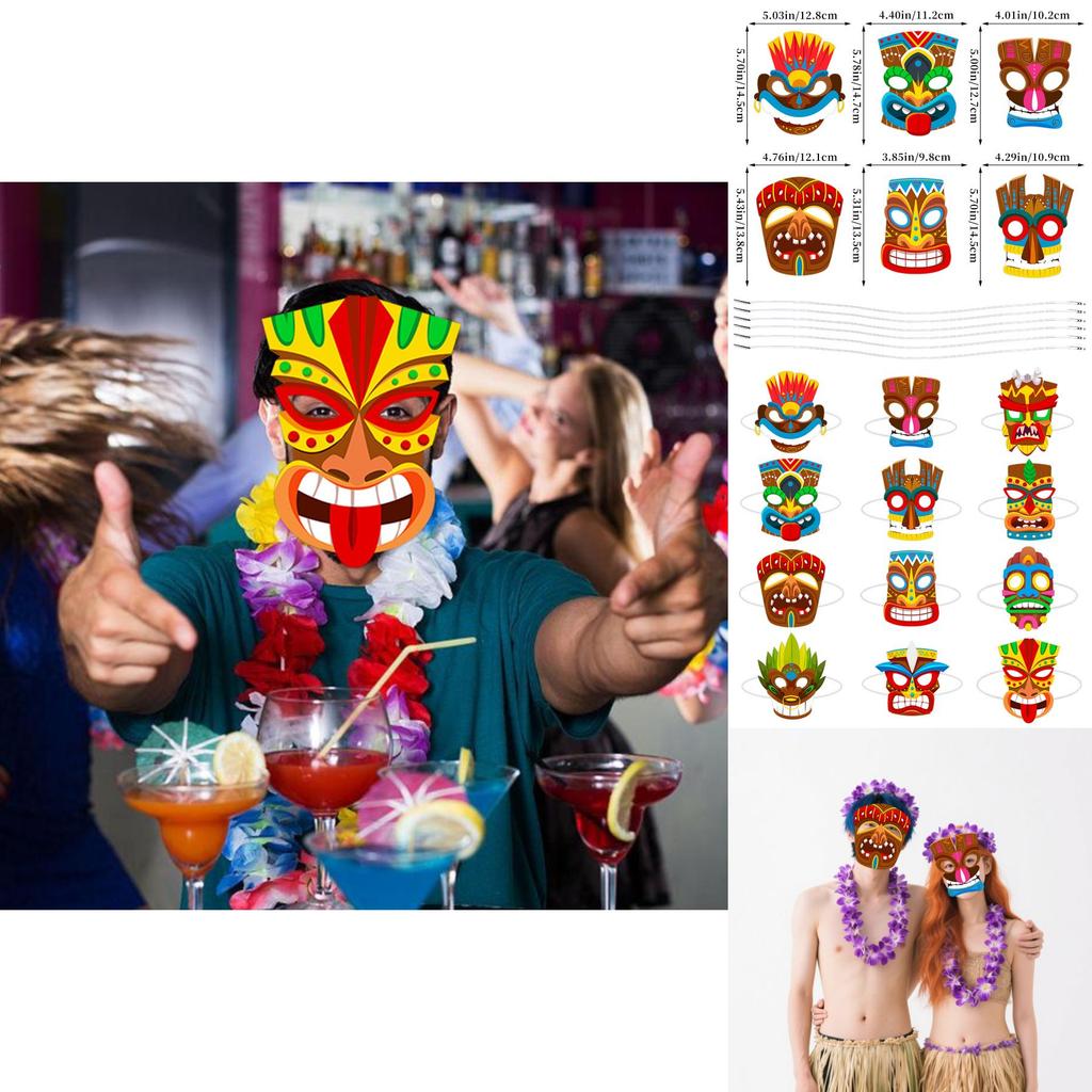 Cartoon Style Hawaiian Masks With Lightweight Material For Themed Parties And Cosplay