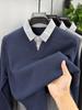 Men’s 2025 Fall/Winter Two-Piece Look Collar Knit Sweater - Thick & Warm Pullover