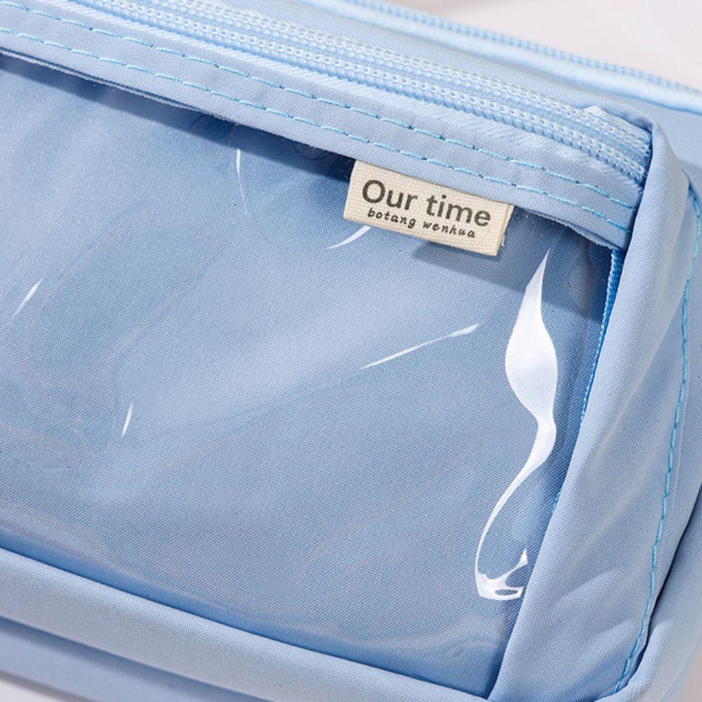Large Capacity Stationery Storage Bag Transparent Compartment Pencil Case  Student Supplies