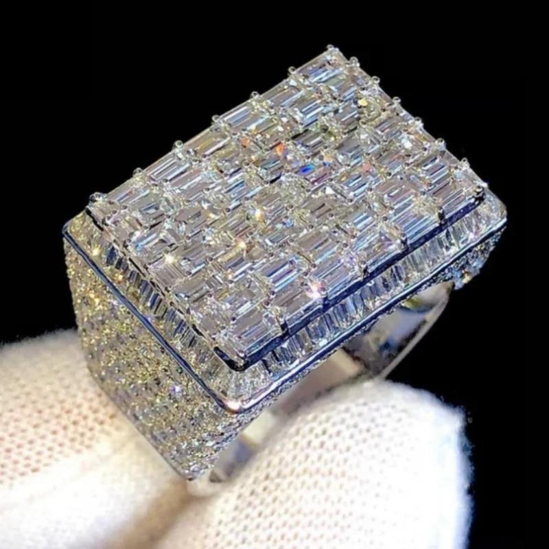 Luxury Inlaid White CZ Women's Ring Sparkling CopperColor Geometry Daily Wear Party Jewelry Anniversary Gift