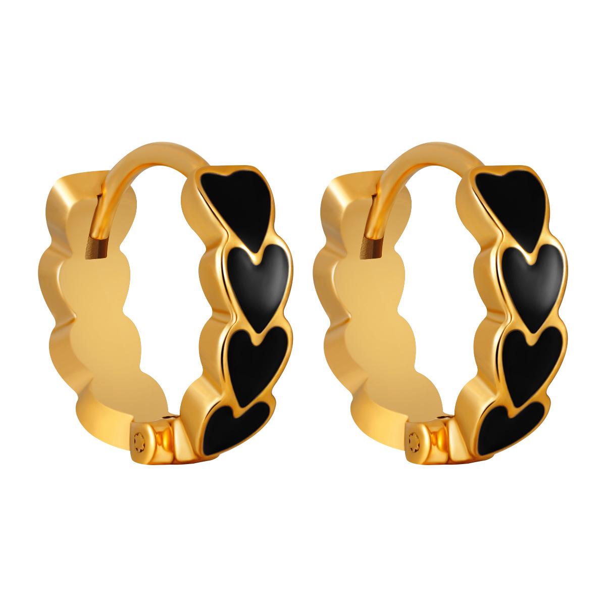 Корейские серьги-кольца и пусеты из титановой стали в форме сердца - Модные золотые украшения в форме сердца для женщин