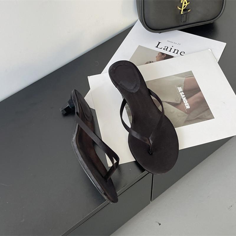 Bailamos Summer Thin High Heel Women Slipper Fashion Narrow Band Slip On Ladies Flip Flop Outdoor Dress Sandal Slides Shoes Muje