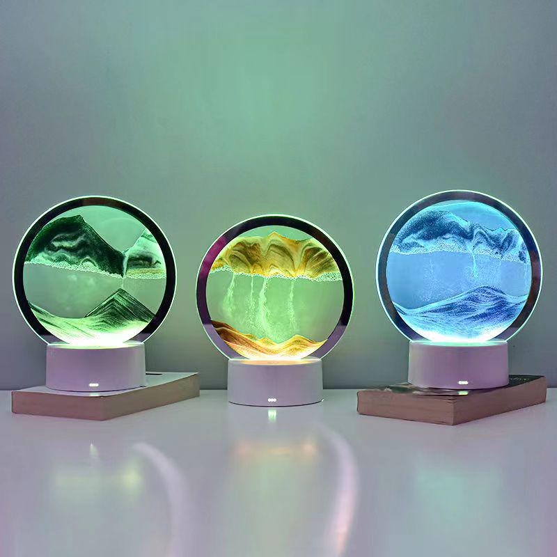 3D Quicksand Night Light Hourglass: Dynamic Home & Office Decor Gift