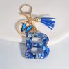 1pc Custom Blue Alphabet Letter Keychain with Butterfly Pendant Resin Ladies Key Ring with Tassel - Elegant Accessory for Bags Backpacks