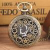 Antique Copper Steampunk Vintage Hollow Bronze Gear Hollow Quartz Pocket Watch Necklace Pendant Clock Chain Men's Women Gift