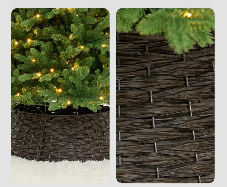Woven Rattan Christmas Tree Skirt & Base Decoration