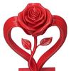 Heart Shaped Rose Statue, 3D Printed Eternal Love Flower Art, Romantic Resin Sculpture for Home Decor, Valentine's Gift for Women