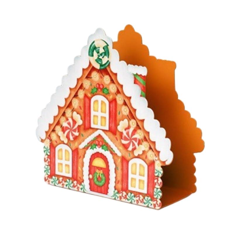 

Festival Napkin Holder Rack Paper Towel Stand Gingerbreads Cottage Christmas Decoration For Dining Table Setting 1