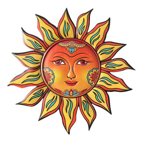 Iron Sun Wall Decor Sun Flower Wall Art Decoration Sun Face Ornament for Home Garden Farmhouse Living Room Bedroom