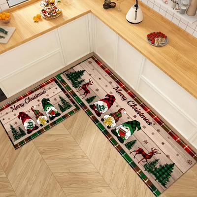 Tappetino da Cucina Gnomo di Natale Zerbino Decorativo per Ingresso Casa Tappeto per Corridoio Balcone Tappeto per Soggiorno Tappetino Antiscivolo per Bagno