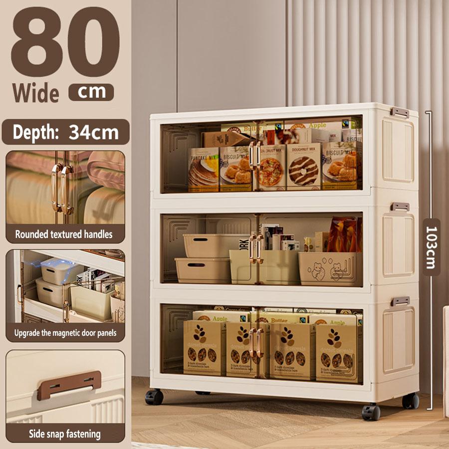 45/55/65cm Length Multifunction Folding Storage Cabinet Sundries Cabinet Large Capacity Dustproof Wardrobe Locker