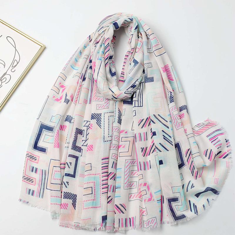 2024 New Fashion Print Ladies Women Scarf Female Cotton Linen Shawl Tassel Four Seasons Muslim Hijab Wrap 90*180cm
