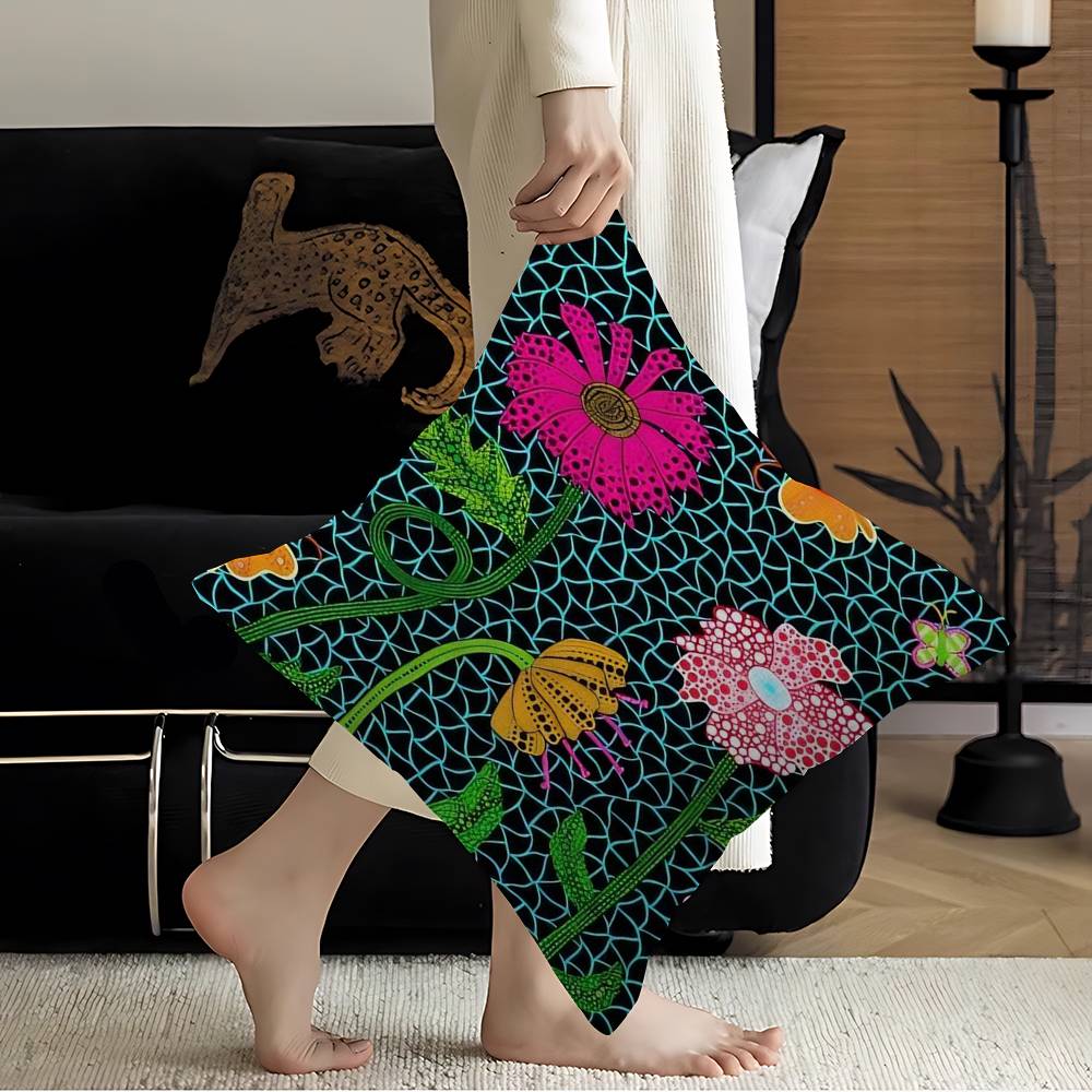 

Yayoi Kusama Pillow Covers Cartoon Sofa Decorative Home Double-sided Printing Short Plush Cute Cushion Cover 16x16Inch