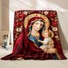 1PC The Red-robed Virgin Mary Holy Son Print Blanket Warm Soft Fluffy Kids and Adult Sofa Bed Throw Blanket Travel Camping RV