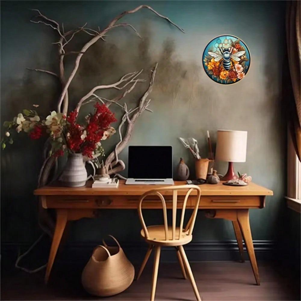 Vintage Tin Sign Metal Wall Art Bee Painting Home Office Decor