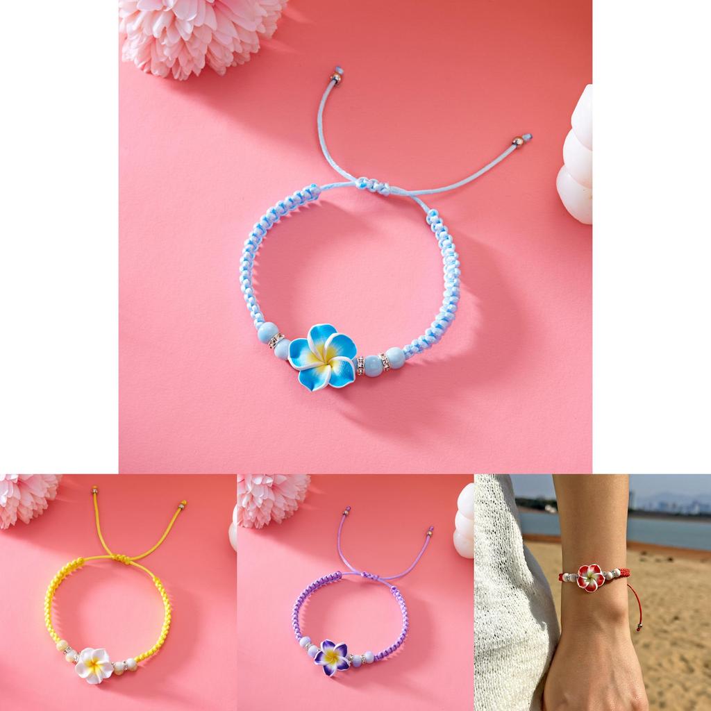 Soft Clay Flower Handmade Bracelet For Women With Adjustable Fit And Floral Design